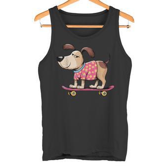 スケートボード犬 – 楽しい漫画のペット タンクトップ - Kawaiitshirt