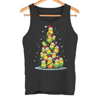 セキセイインコのクリスマス ツリー 面白いセキセイインコ ホリデー セキセイインコ タンクトップ - Kawaiitshirt