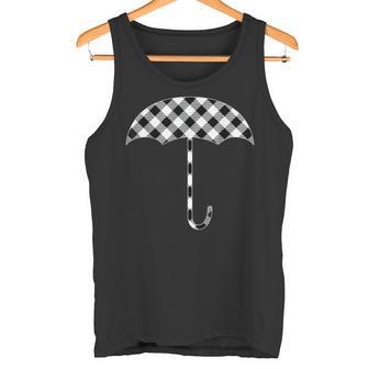 チェック柄 ブラック&ホワイト バッファロー格子柄 傘 天気 タンクトップ - Kawaiitshirt