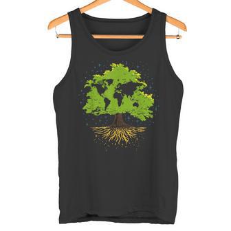 ツリー世界地図自然愛好家アーボリスト庭師 タンクトップ - Kawaiitshirt