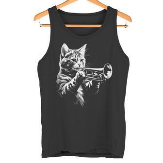 トランペットを奏でる猫 ヴィンテージ ジャズ ミュージシャン トランペッター タンクトップ - Kawaiitshirt
