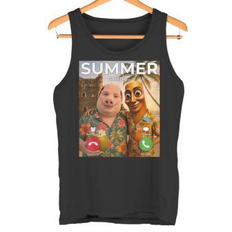 トロピカル ビーチ 夏 ミーム ジョーク トゥン サフール ジョン ポーク 面白い タンクトップ - Kawaiitshirt
