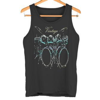 ドラムビンテージドラマードラムセットデザイン タンクトップ - Kawaiitshirt