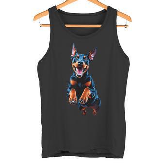 ドーベルマン 犬好きのジャンピングデザイン かわいい 面白い ドーベルマン タンクトップ - Kawaiitshirt
