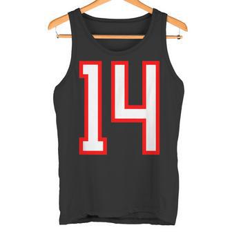 ナンバー 14 スポーツ ホワイト レッド ナンバー 14 タンクトップ - Kawaiitshirt