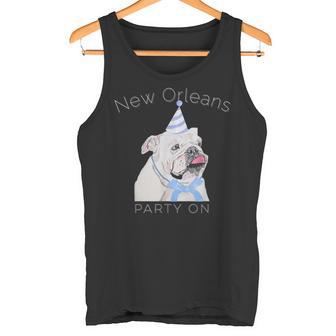 ニューオーリンズ 面白い犬の着用パーティーハット付き タンクトップ - Kawaiitshirt