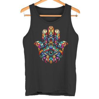 ハムサ カムサ シンボル ステンドグラス アートスタイル クリスマス タンクトップ - Kawaiitshirt