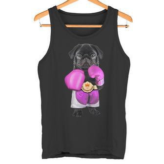 パグ犬ボクシング面白いフィットネスジムワークアウト タンクトップ - Kawaiitshirt
