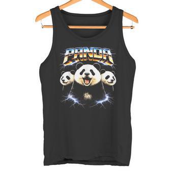 パンダ ヘヴィメタル 80年代 ロックミュージック メタルヘッド エレキギター タンクトップ - Kawaiitshirt
