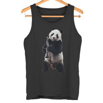 パンダ 演奏 クラリネット リアル 長袖tシャツ タンクトップ - Kawaiitshirt