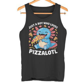 ピザロットルを愛する少年 Axolotl ファーストフード愛好家 タンクトップ - Kawaiitshirt