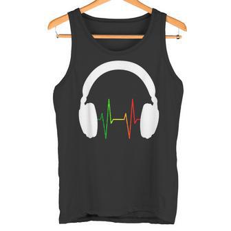 ファニー ラスタ ギフト メンズ レディース クール ラスタカラー ヘッドホン タンクトップ - Kawaiitshirt