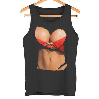 ファニーフェイクビキニボディとおっぱいコスチュームtシャツ タンクトップ - Kawaiitshirt