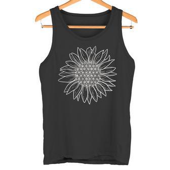 フラワー オブ ライフ ひまわり T シャツ、神聖幾何学模様 タンクトップ - Kawaiitshirt
