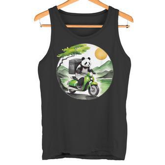フードデリバリー パンダ おもしろ デリバリースタッフ 配達員 出前 和風 動物 タンクトップ - Kawaiitshirt