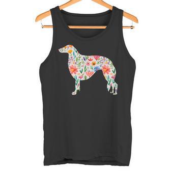 ボルゾイ水彩フラワーデザイン タンクトップ - Kawaiitshirt