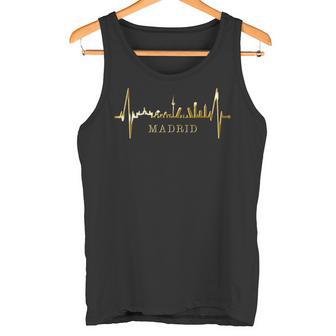 マドリードのスカイライン ハートビート スペインのシルエット I Love Madrid タンクトップ - Kawaiitshirt