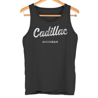 ミシガン州キャデラック ビンテージ アスレチック スポーツ スクリプト タンクトップ - Kawaiitshirt