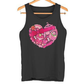 メルちゃん モチーフグラフィック 〜胸ハート & Mellchan〜 タンクトップ - Kawaiitshirt