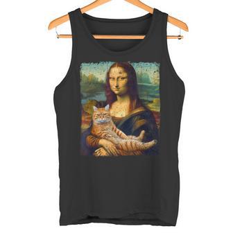 モナリザ 猫とパロディー おもしろアート 絵画 ミーム タンクトップ - Kawaiitshirt