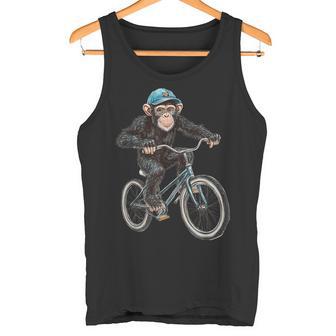 モンキー ライディング バイク ヴィンテージ 自転車 バイカー エイプ チンパンジー タンクトップ - Kawaiitshirt
