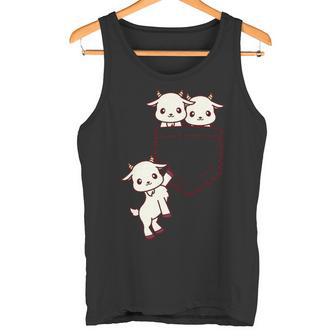 ヤギ好きの方へ かわいいかわいい赤ちゃんヤギのポケット付き タンクトップ - Kawaiitshirt