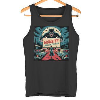レトロ モンスター ドライブイン ホラー 映画 アート ヴィンテージ タンクトップ - Kawaiitshirt