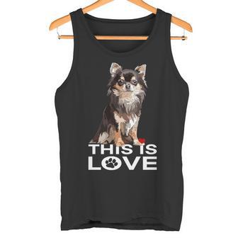 ロングヘア チワワ犬 This Is Love Brown チワワ 恋人 長袖tシャツ タンクトップ - Kawaiitshirt
