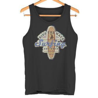 ロングボードサーフボードサーフィンサーファーレトロヴィンテージカリフォルニアusa 長袖tシャツ タンクトップ - Kawaiitshirt