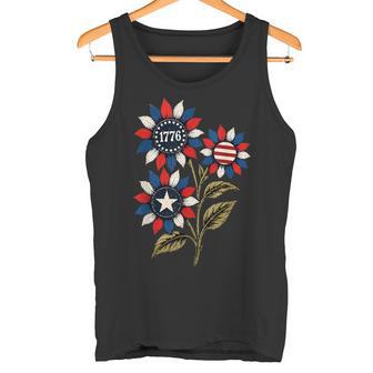 ヴィンテージ 1776 愛国心が強いひまわり アメリカ独立記念日 タンクトップ - Kawaiitshirt