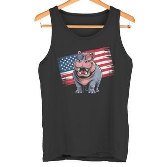 ヴィンテージ カバ アメリカ国旗 サングラス タンクトップ - Kawaiitshirt