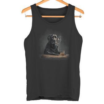 ヴィンテージ 喫煙 ラブラドール ファニー 犬 父の日 タンクトップ - Kawaiitshirt