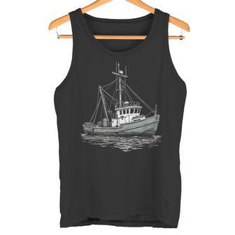 ヴィンテージ漁船 海 レトロ 船 漁師 イラスト タンクトップ - Kawaiitshirt