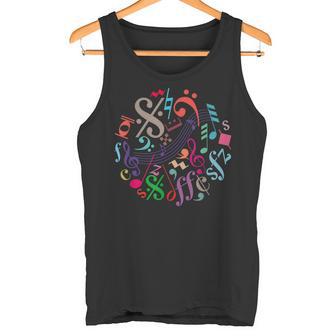 丸い色の音符、記号、サイン、ミュージシャン タンクトップ - Kawaiitshirt