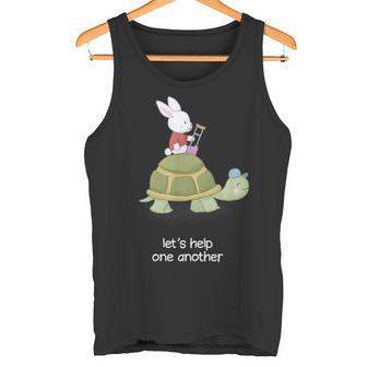 亀とウサギ もう一人を助けましょう タンクトップ - Kawaiitshirt