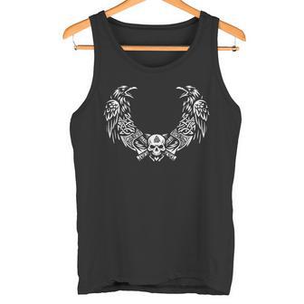 北欧のレイヴン スカルエンブレム 軸付き ルーンスタイル アートワーク アイコン タンクトップ - Kawaiitshirt