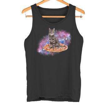 宇宙の猫とピザ タンクトップ - Kawaiitshirt