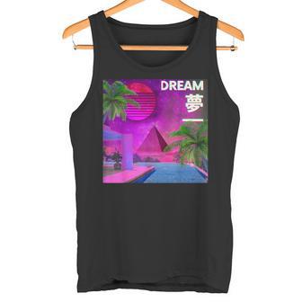審美的なヴェイパーウェイヴドリーム。ピラミッドのある電気の楽園 タンクトップ - Kawaiitshirt