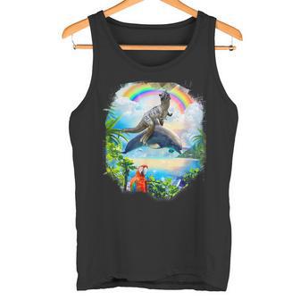 恐竜 ライディング イルカ レインボー イルカ タンクトップ - Kawaiitshirt