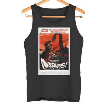 恐竜レトロヴィンテージ映画ポスタープリント 長袖tシャツ タンクトップ - Kawaiitshirt