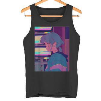 悲しい泣き少女 ヴィンテージアニメイラスト 80年代90年代美的 タンクトップ - Kawaiitshirt