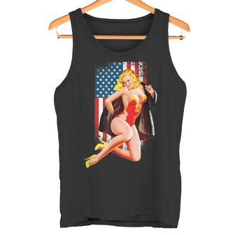 愛国的なヴィンテージセクシーピンナップガール タンクトップ - Kawaiitshirt