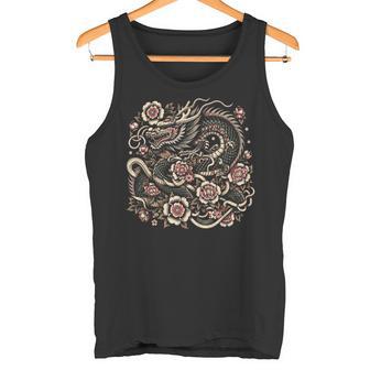 日本の美龍 日本アート タトゥー アジアン漢字 タンクトップ - Kawaiitshirt
