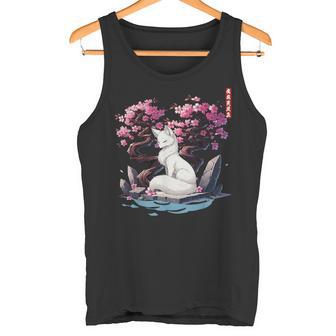 日本キツネ 妖怪 白狐 幽霊 浮世 E さくら タンクトップ - Kawaiitshirt