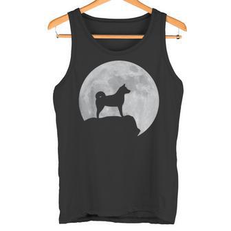 月と犬のシルエット-柴犬 タンクトップ - Kawaiitshirt