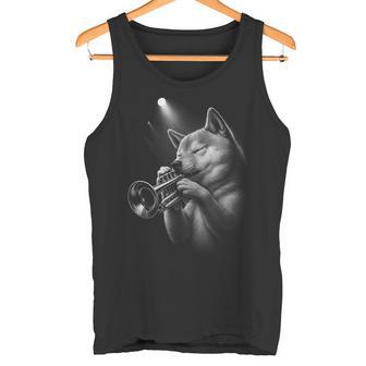 柴犬 トランペット ジャズ 音楽 犬好き タンクトップ - Kawaiitshirt