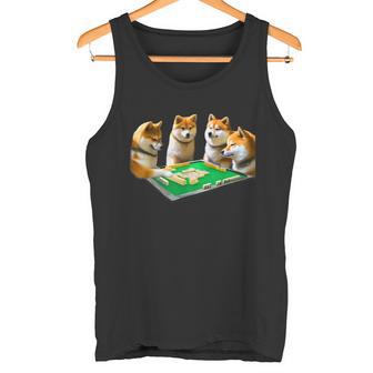 柴犬麻雀面白い、犬文字、メンズ、面白い、洋服、おもしろグッズ、ギフト、雀士 タンクトップ - Kawaiitshirt