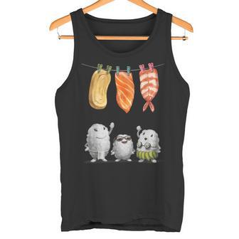 洗濯 する 寿司 すし たまご サーモン えび タンクトップ - Kawaiitshirt