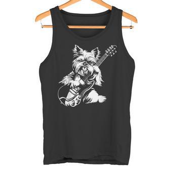 犬 ギタリスト ギター ティーカップ ヨーキー パパ ママ タンクトップ - Kawaiitshirt