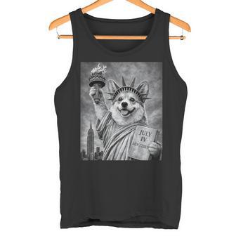 犬 像 自由 面白い 自由 白 ブラック ウェルシュ コーギー タンクトップ - Kawaiitshirt